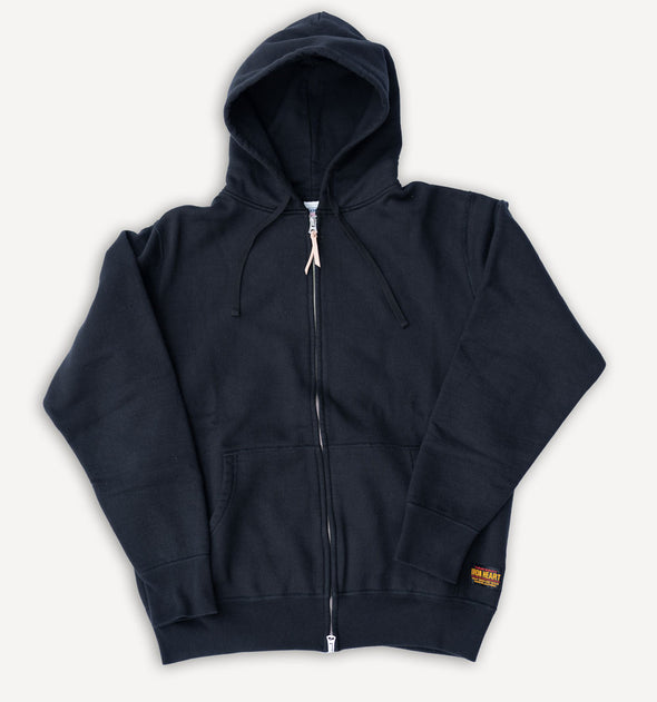 14oz Ultra Heavyweight Loopwheel Cotton Zip Up Hoodie Black