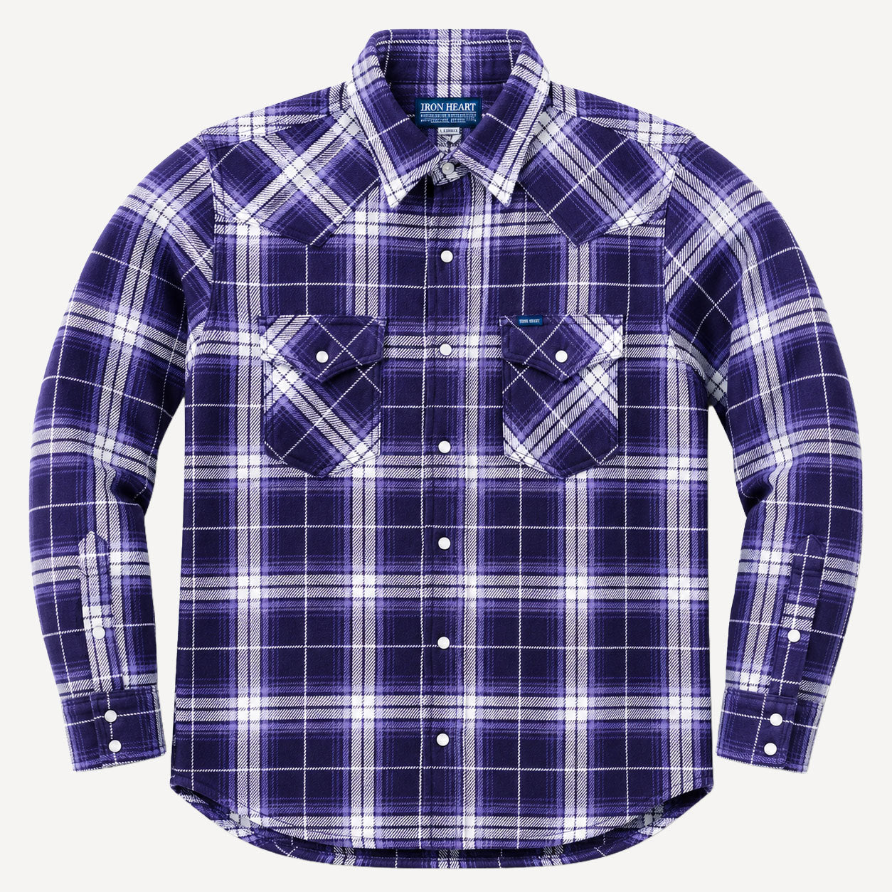 9oz Selvedge Flannel Check Western Shirt IHSH-439-PUR Purple