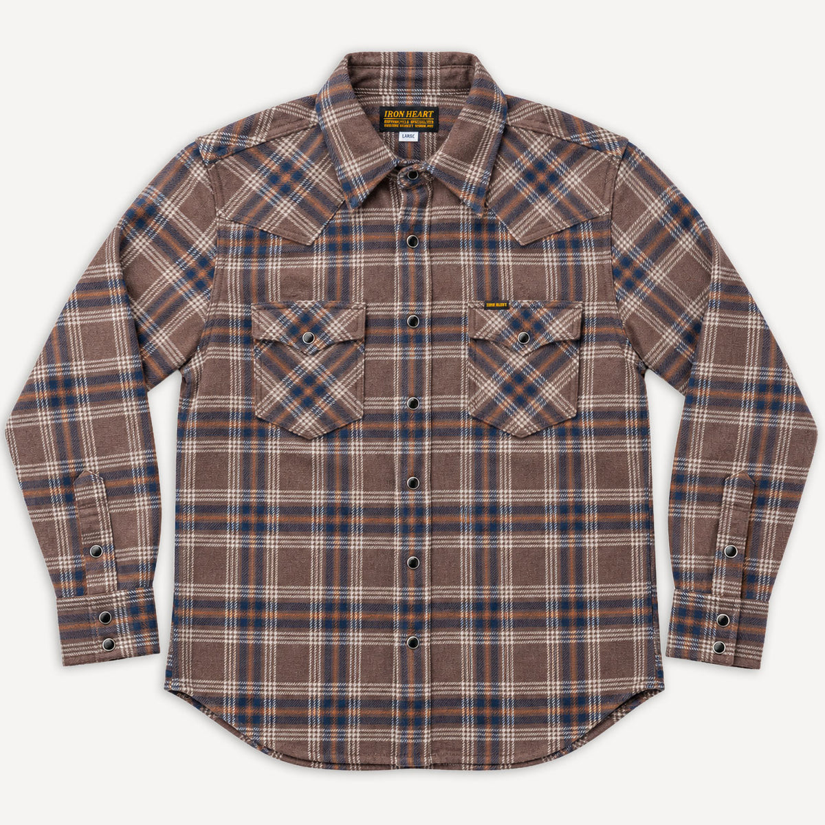 Slubby Heavy Flannel Check Western Shirt IHSH-431-BRN Brown