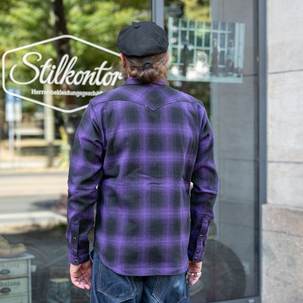 Ultra Heavy Flannel Ombré Check Western Shirt IHSH-130-PUR Purple