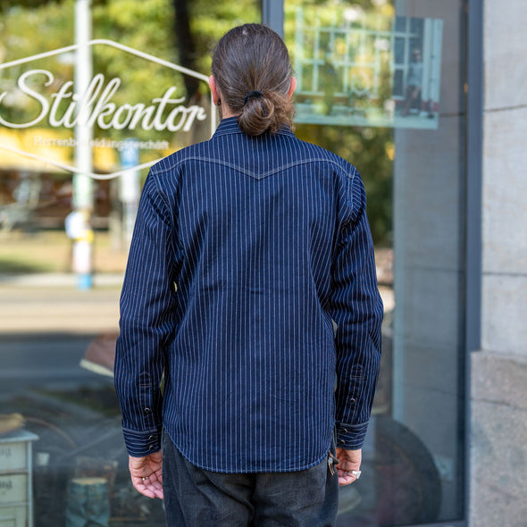 8.5oz Herringbone Stripe Western Shirt IHSH-424 Blue