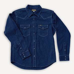 8.5oz Herringbone Stripe Western Shirt IHSH-424 Blue