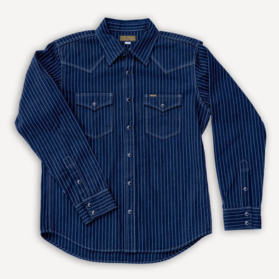 8.5oz Herringbone Stripe Western Shirt IHSH-424 Blue