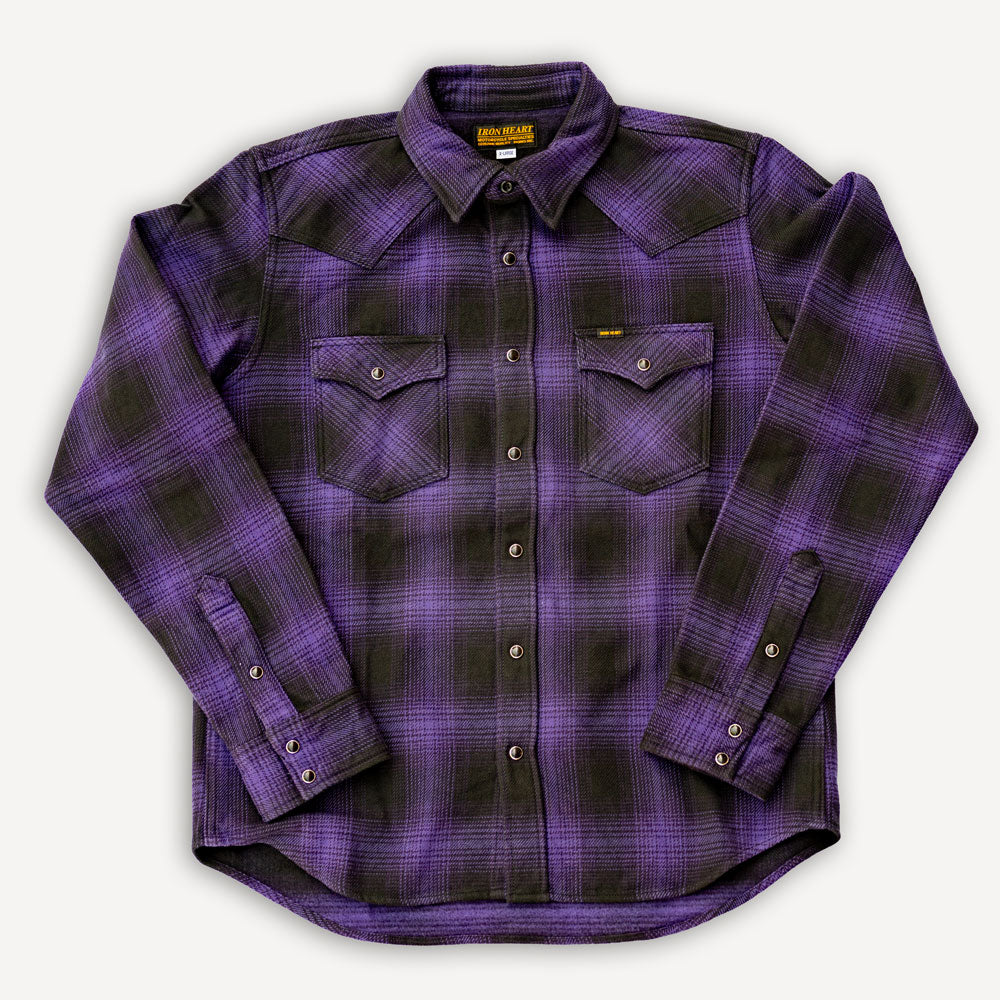 Ultra Heavy Flannel Ombré Check Western Shirt IHSH-130-PUR Purple