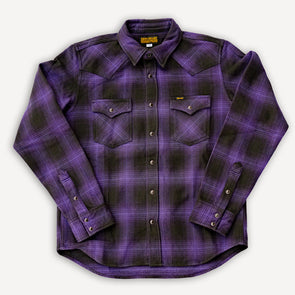 Ultra Heavy Flannel Ombré Check Western Shirt IHSH-130-PUR Purple