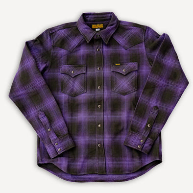 Ultra Heavy Flannel Ombré Check Western Shirt IHSH-130-PUR Purple