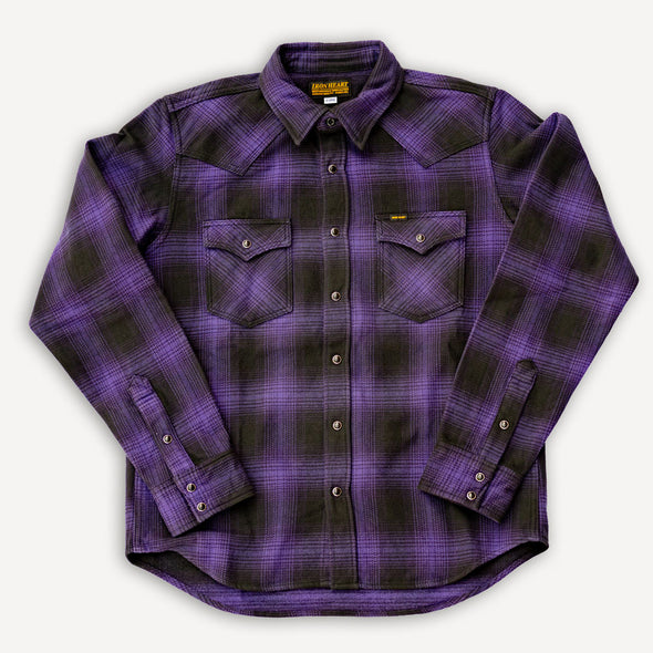 Ultra Heavy Flannel Ombré Check Western Shirt IHSH-130-PUR Purple