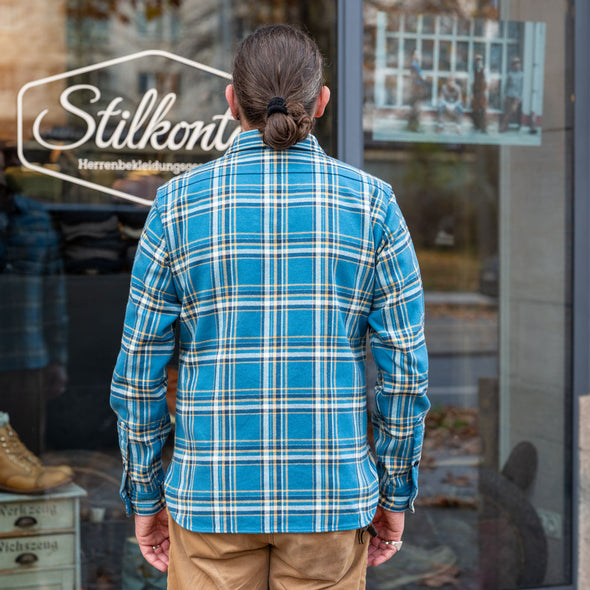 Ultra Heavy Flannel American Check Work Shirt IHSH-435 Blue