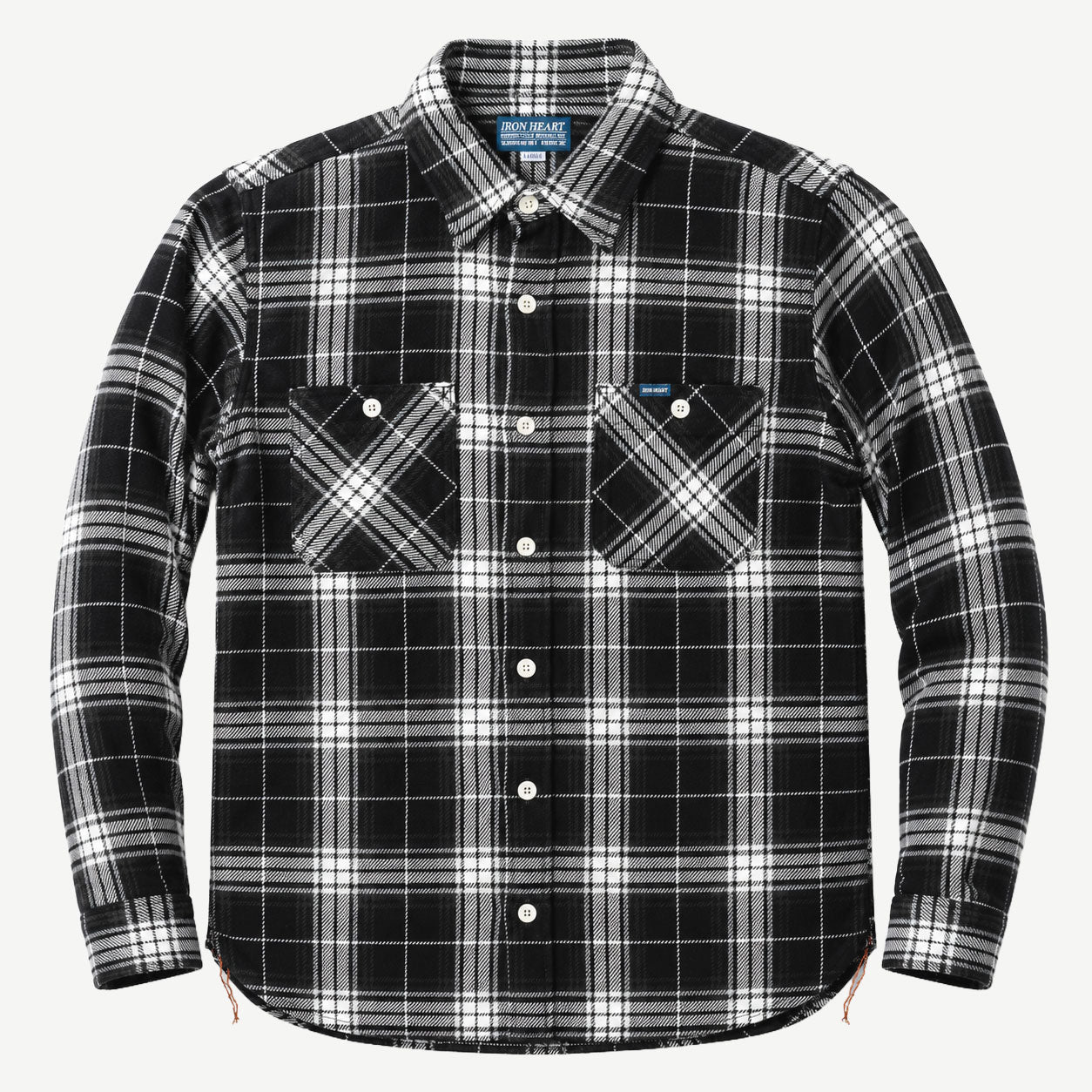 9oz Selvedge Flannel Check Work Shirt IHSH-441-BLK Black