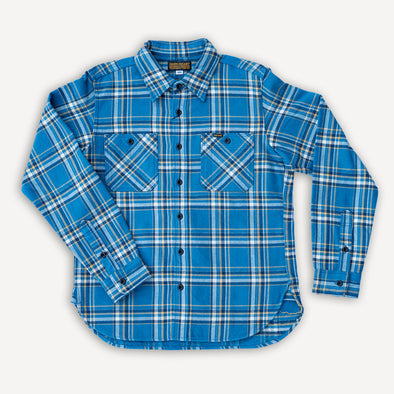 Ultra Heavy Flannel American Check Work Shirt IHSH-435 Blue