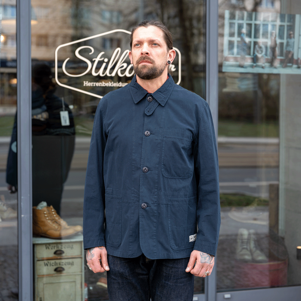 Jacke Bio-Baumwoll Popelin Navy