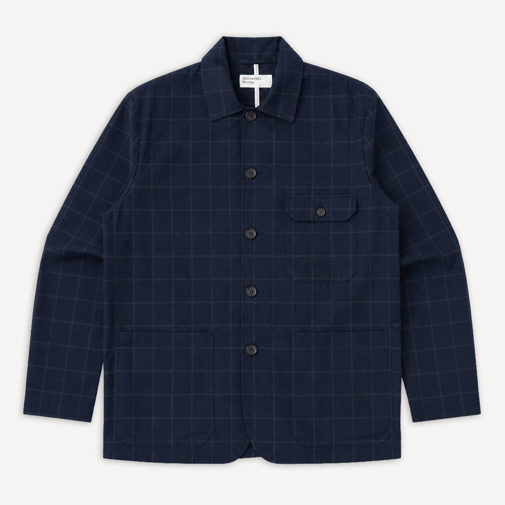Norfolk Bakers Jacket In Navy Fine Wool Check