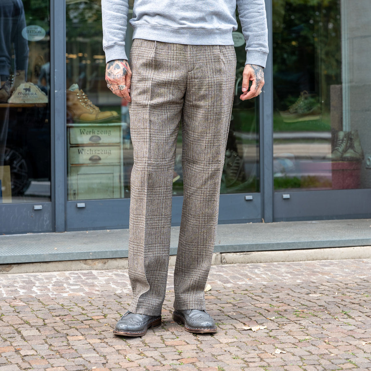 Single Pleat Trousers Prince of Wales Alton