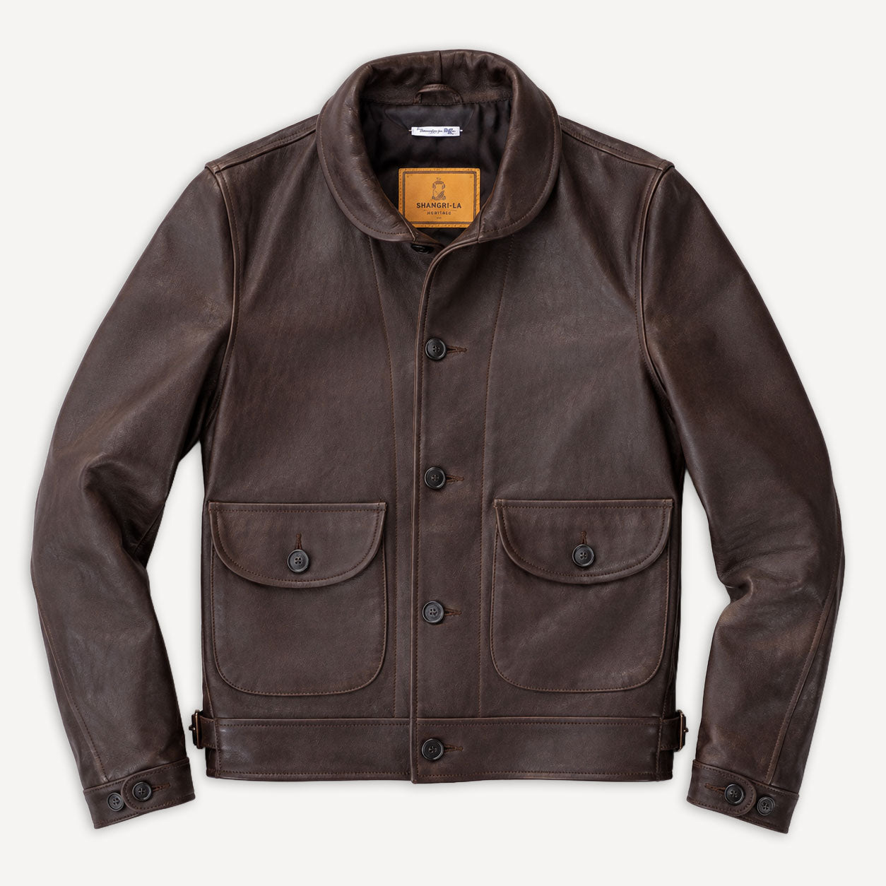 “Cossack” Testa di Moro Lambskin Leather Jacket Dark Brown