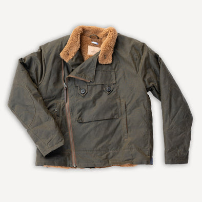 “Swedish” Motorcycle Waxed Canvas Jacket Army Green