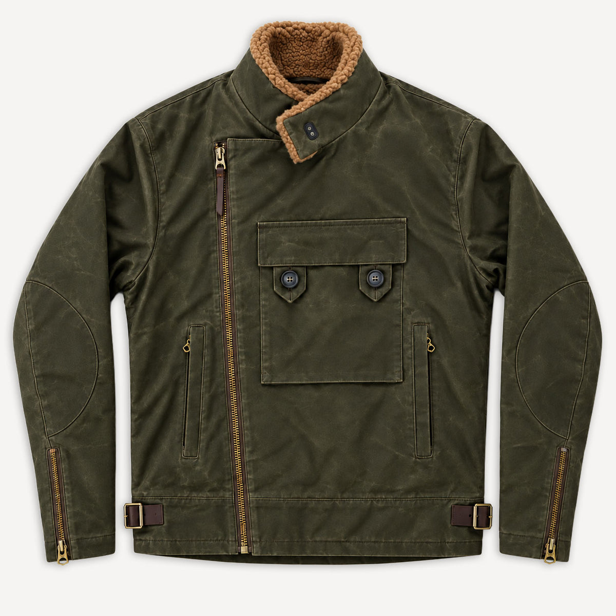 “Swedish” Motorcycle Waxed Canvas Jacket Army Green