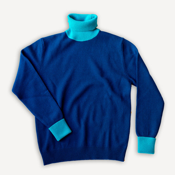 Strickpullover Roll Neck Blue