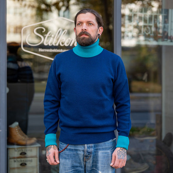 Strickpullover Roll Neck Blue