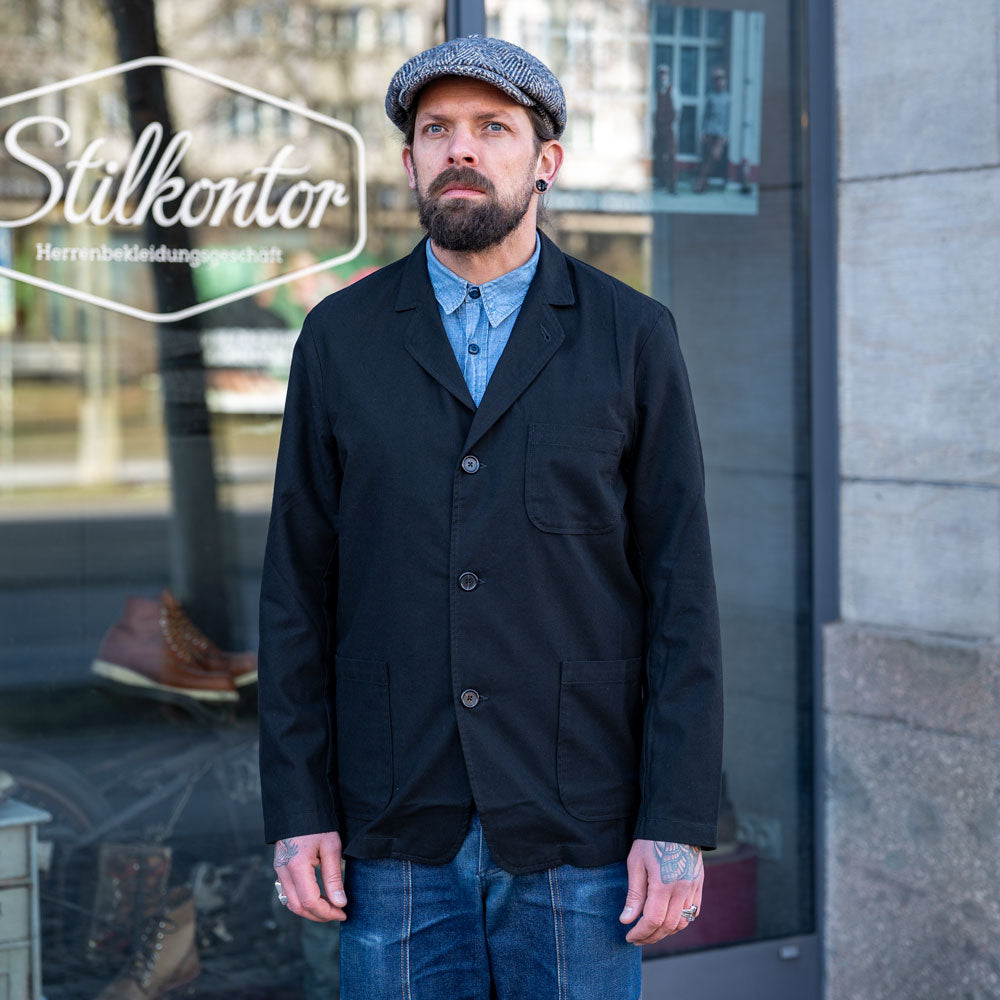 Three Button Jacket Valencia Cotton Black