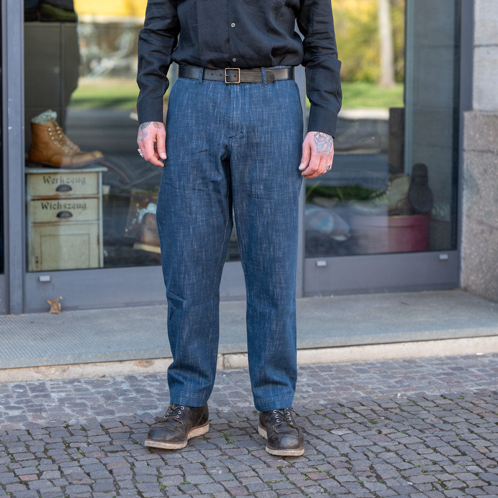Trygve Wide Cut Cropped Trousers Denim Blue