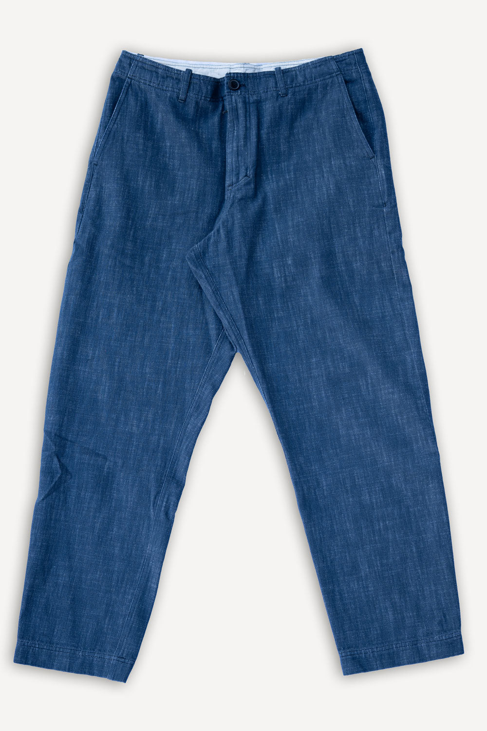 Trygve Wide Cut Cropped Trousers Denim Blue