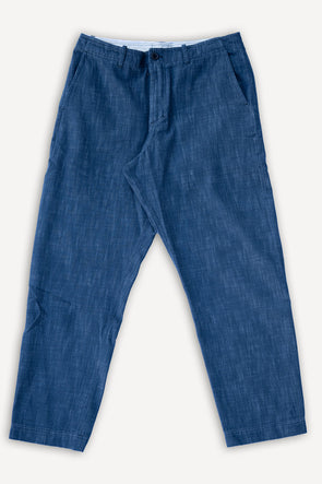 Trygve Wide Cut Cropped Trousers Denim Blue