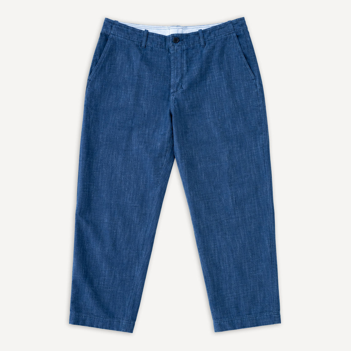 Trygve Wide Cut Cropped Trousers Denim Blue