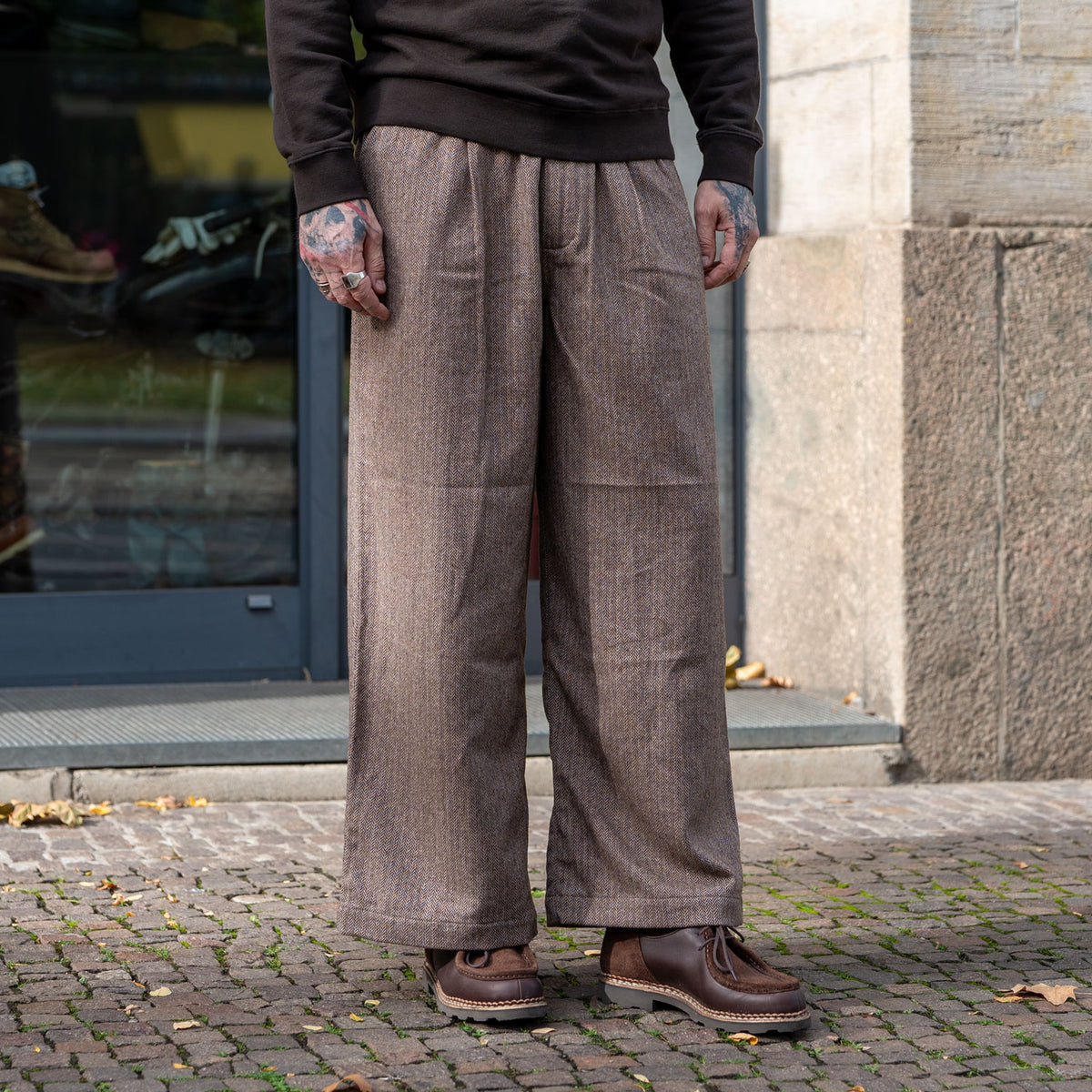 Gillespie Pants Wool Herringbone Brown