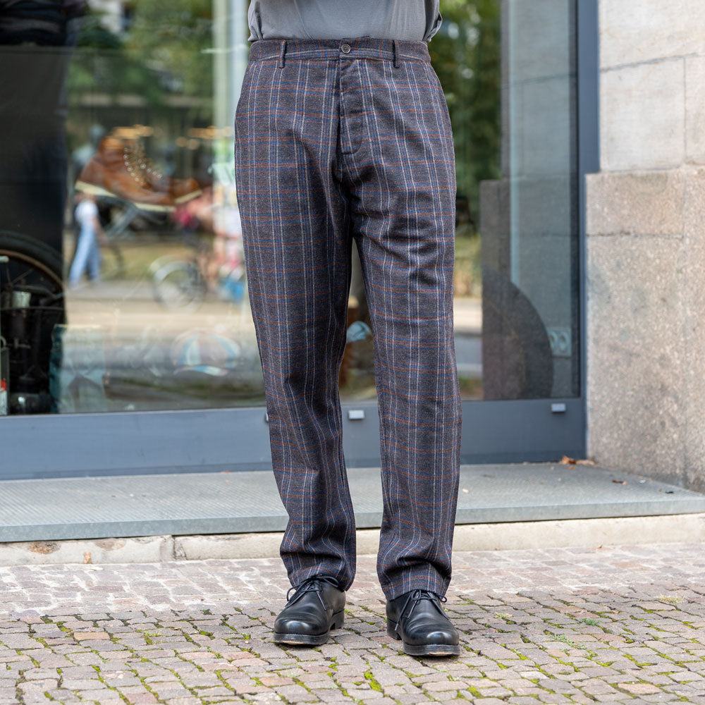 Military Chino Twist Wool Check Brown