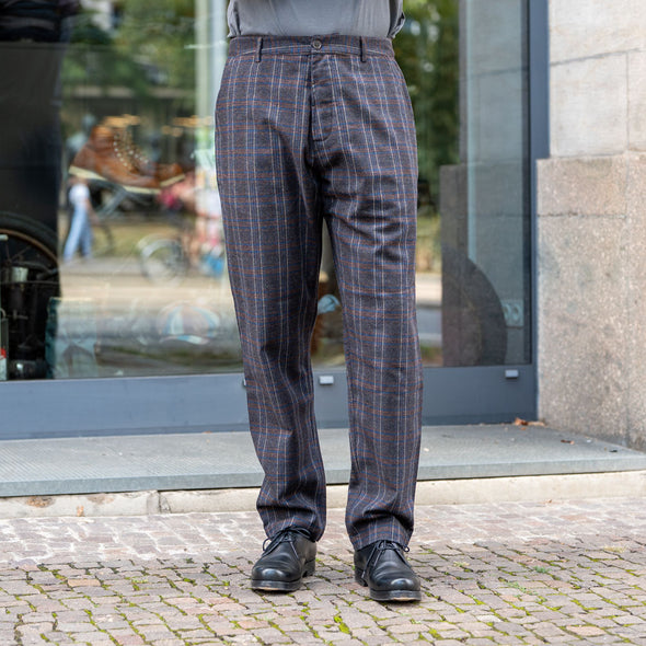 Military Chino Twist Wool Check Brown