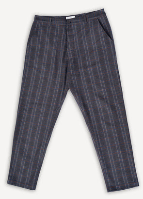 Military Chino Twist Wool Check Brown