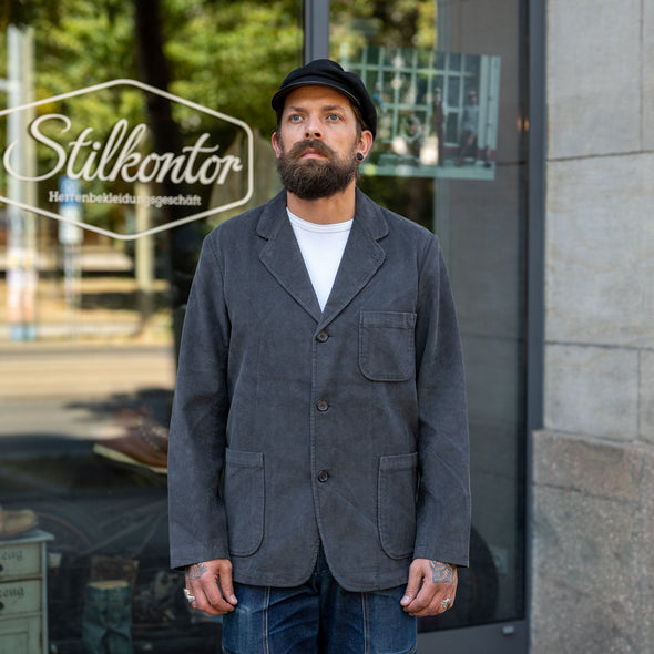 Three Button Jacket Cord Charcoal