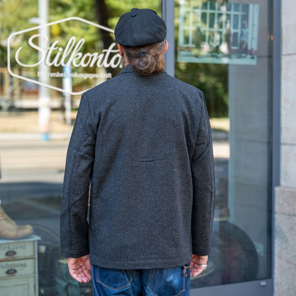 Three Button Jacket Salt/Pepper Tweed Black