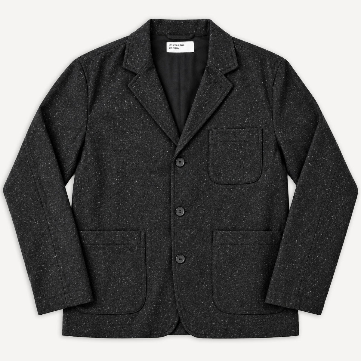 Three Button Jacket Salt/Pepper Tweed Black
