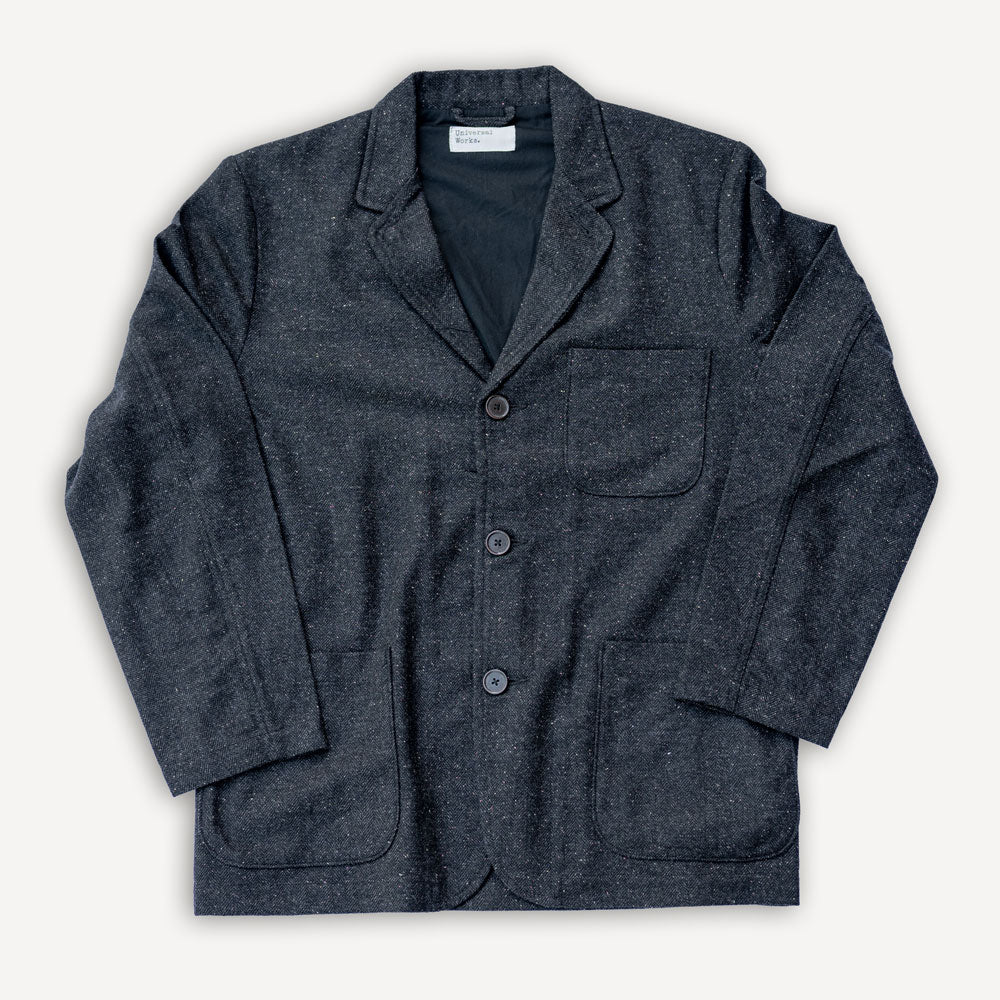 Three Button Jacket Salt/Pepper Tweed Black