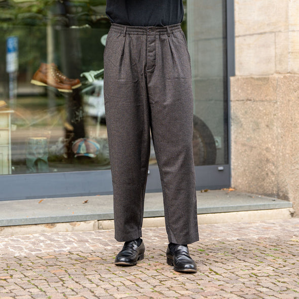 Pleated Track Pant Upcycled Italian Tweed Brown