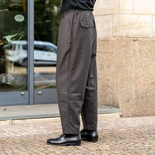 Pleated Track Pant Upcycled Italian Tweed Brown