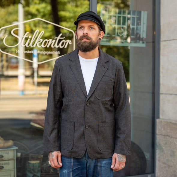 Two Button Jacket Upcycled Tweed Brown