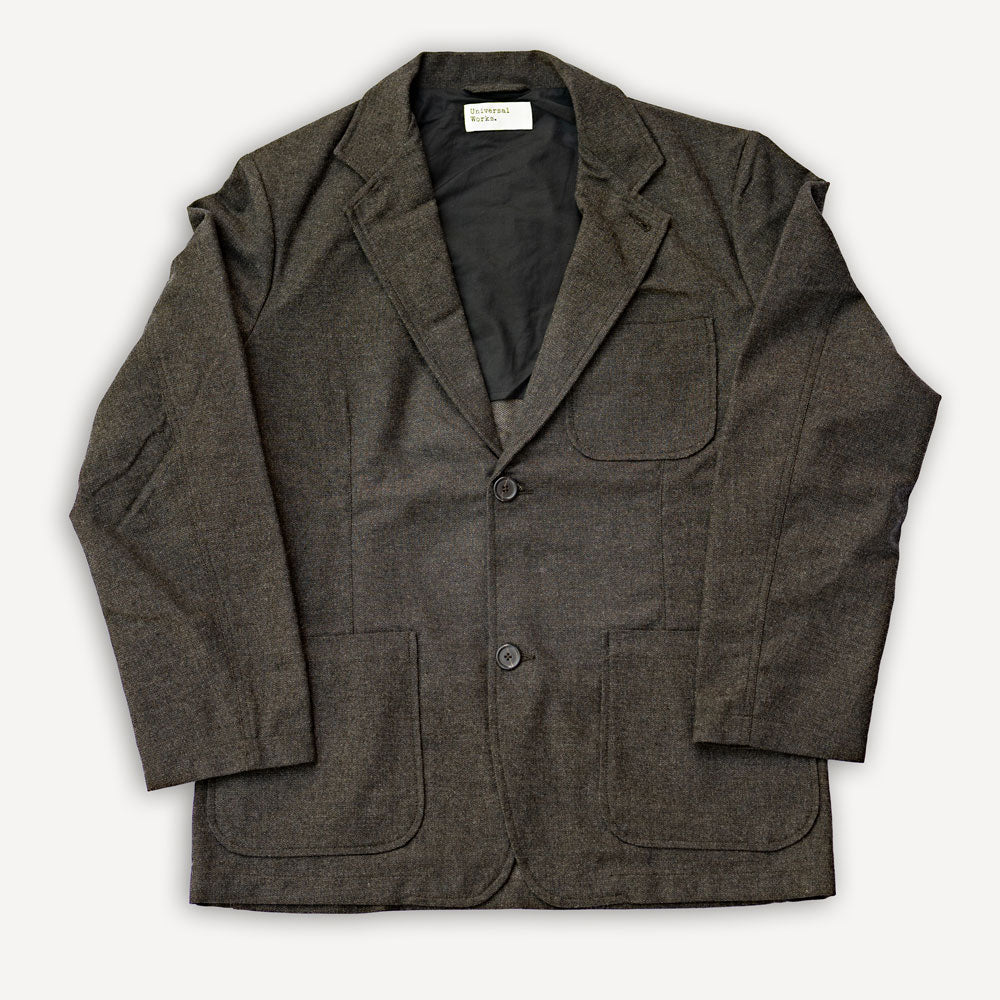 Two Button Jacket Upcycled Tweed Brown