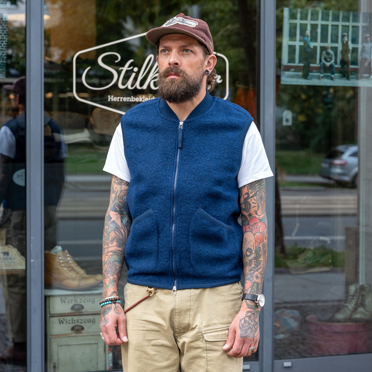 Zip Waistcoat Indigo