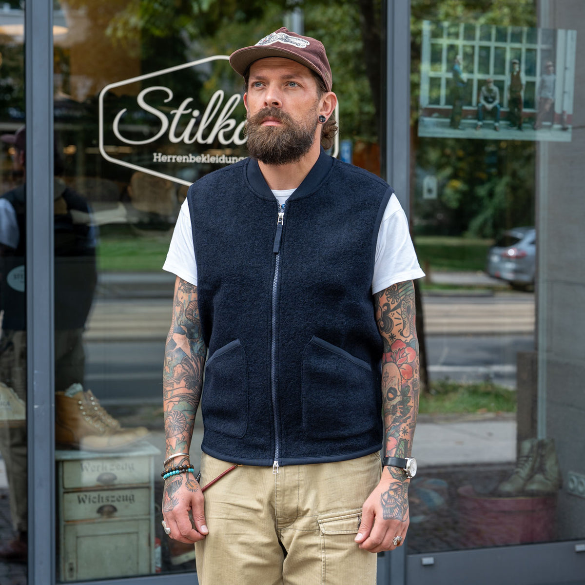 Zip Waistcoat Navy