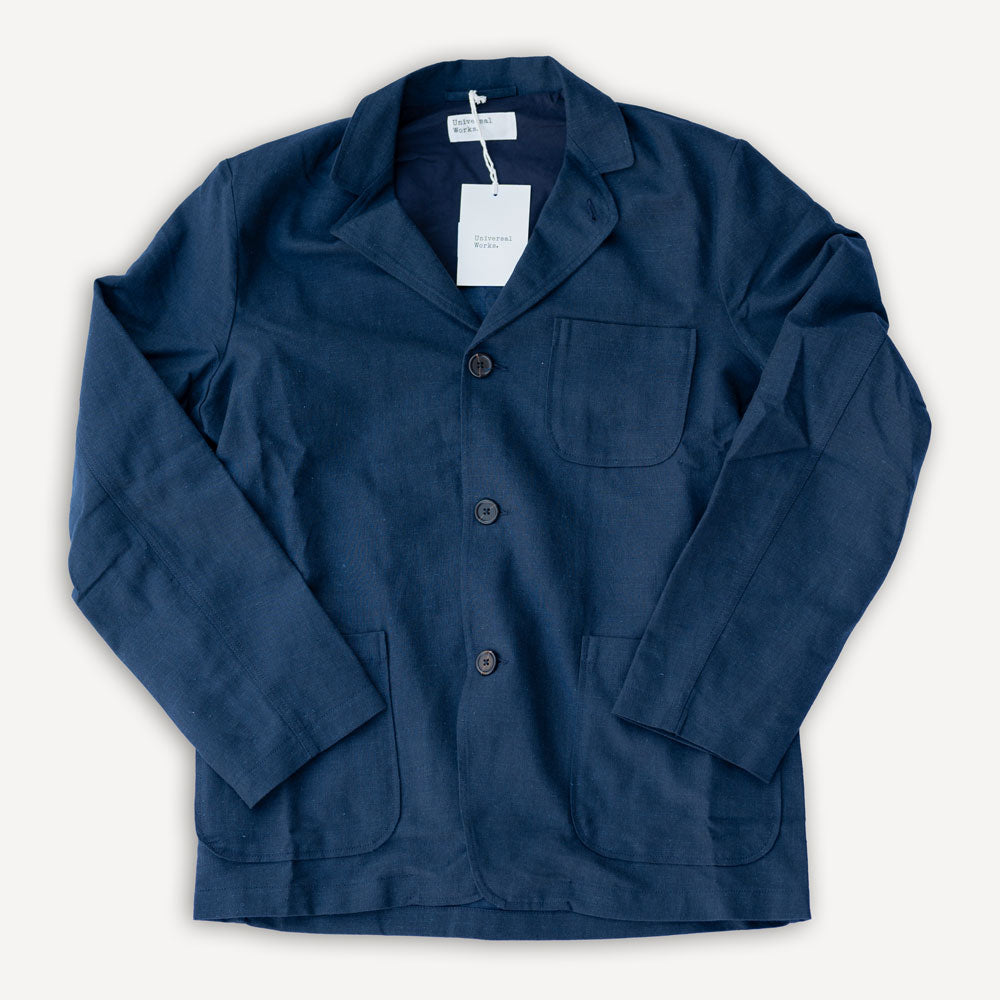 Three Button Jacket Lord Cotton Linen Navy