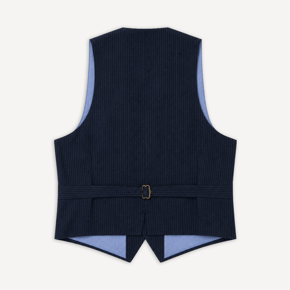 Wool Vest Striped Blue
