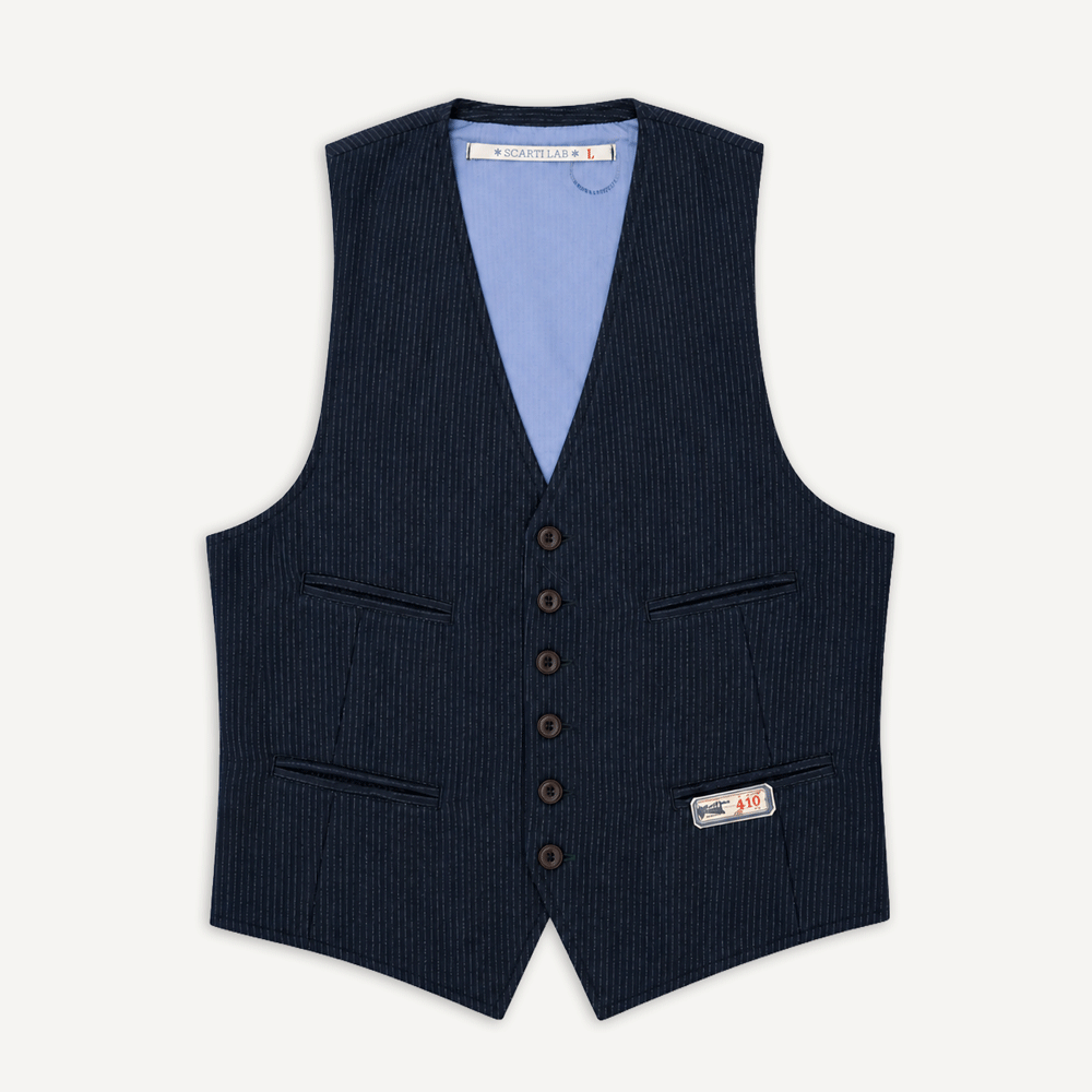 Wool Vest Striped Blue