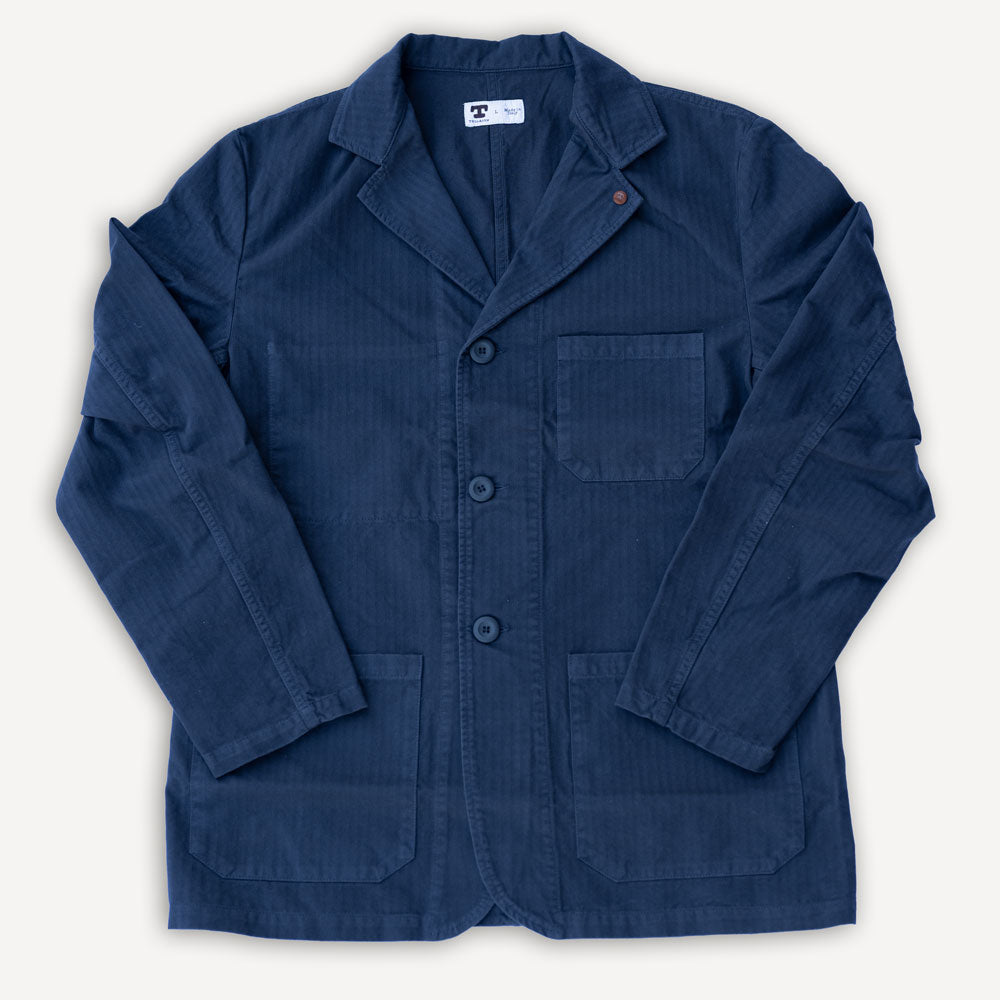 Work Blazer Herringbone Twill Navy