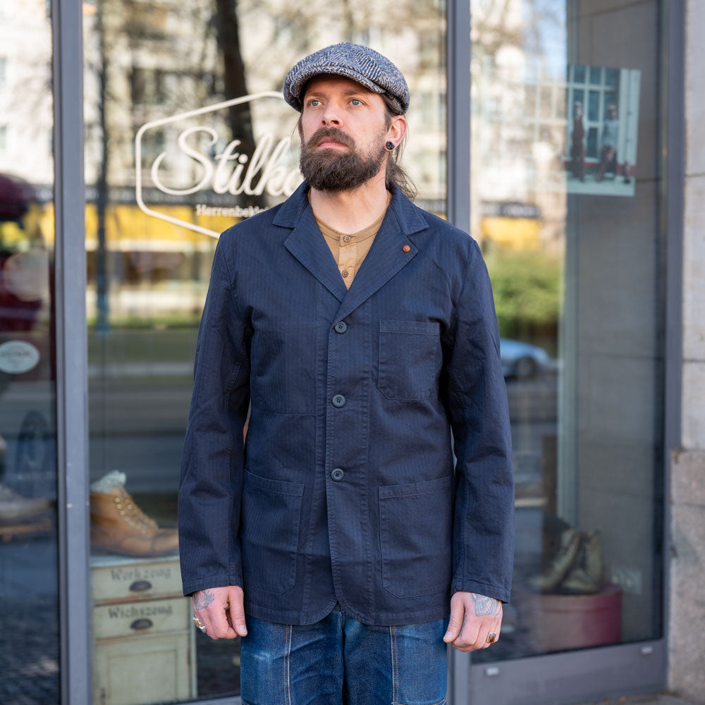 Work Blazer Herringbone Twill Navy