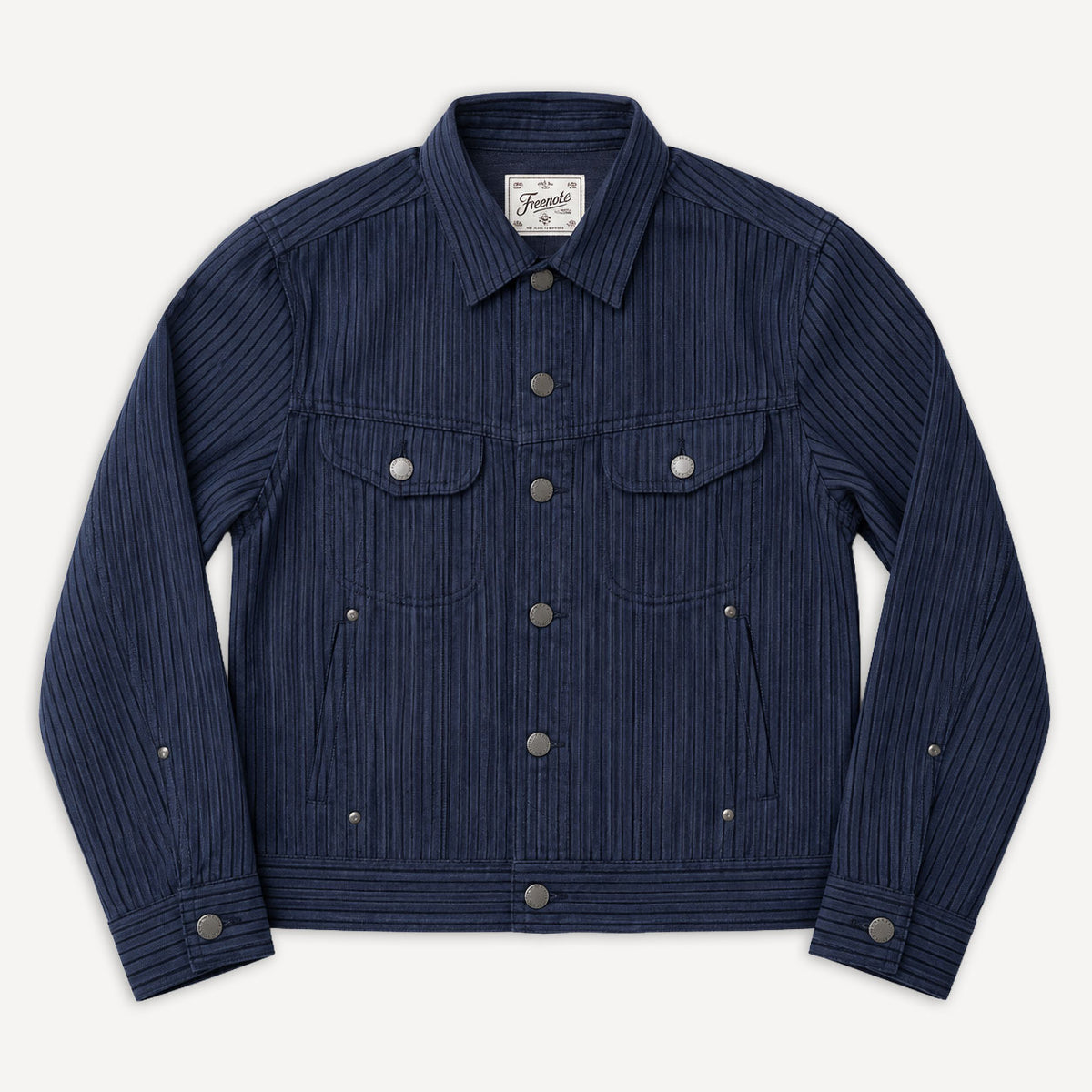 High Low Jacket Herringbone Indigo