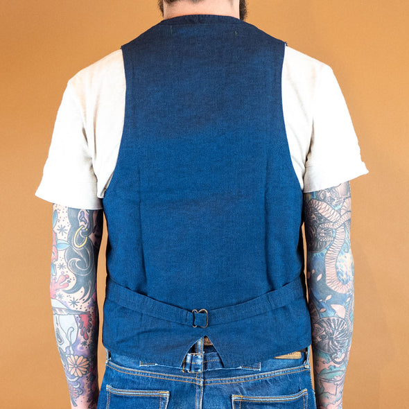 Cotton/Linen Vest Blue
