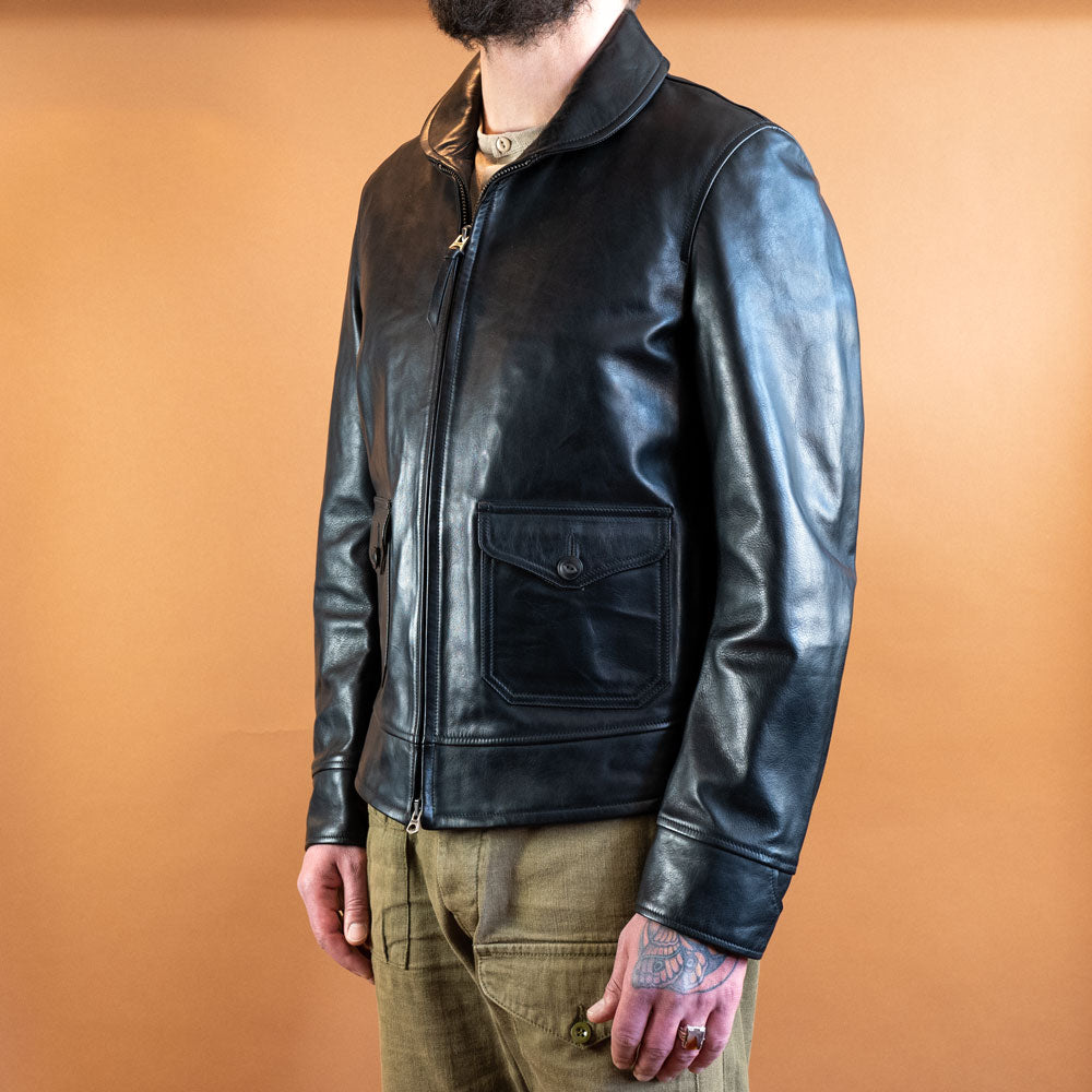Lederjacke im Fliegerjackenstil Horsehide Black