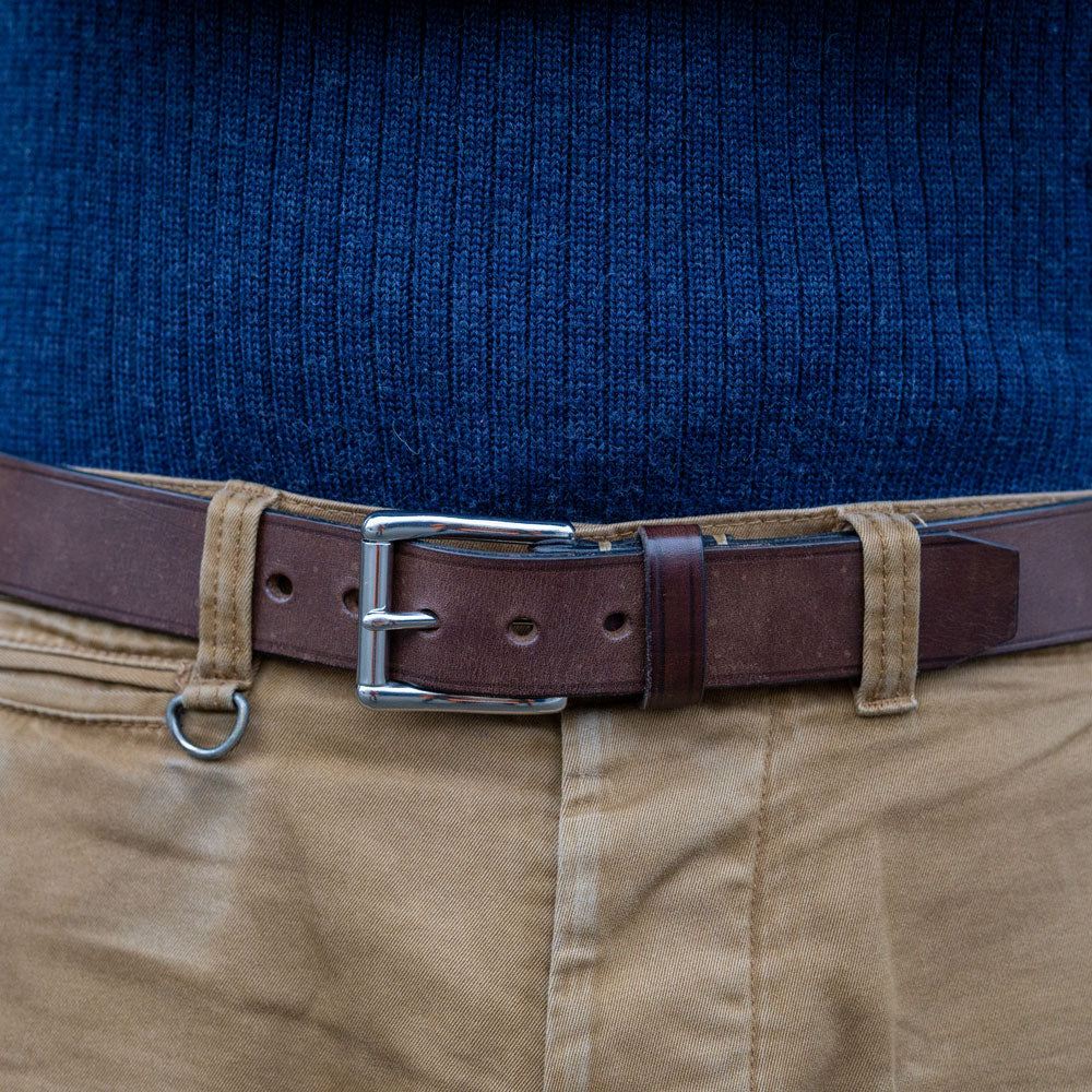 Ledergürtel 40er mit Edelstahlschnalle Braun
